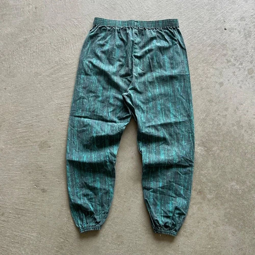 Vintage 90s Lobo By Wolf Mfg‎ Pants YOUTH Large Green South Beach Print Joggers